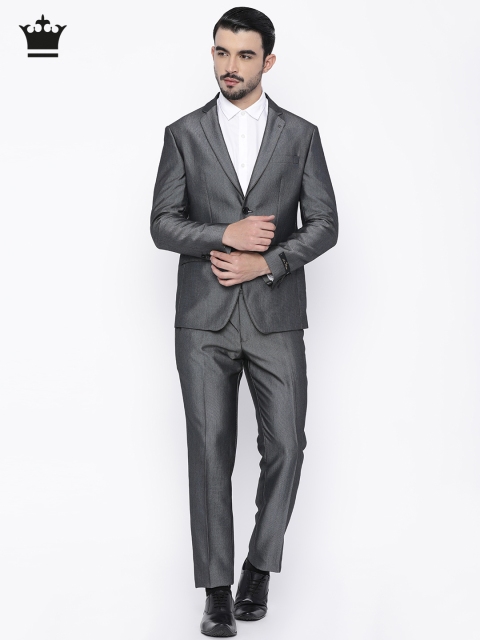 

Louis Philippe Grey Self-Design Regular Milano Fit Single-Breasted Party Suit