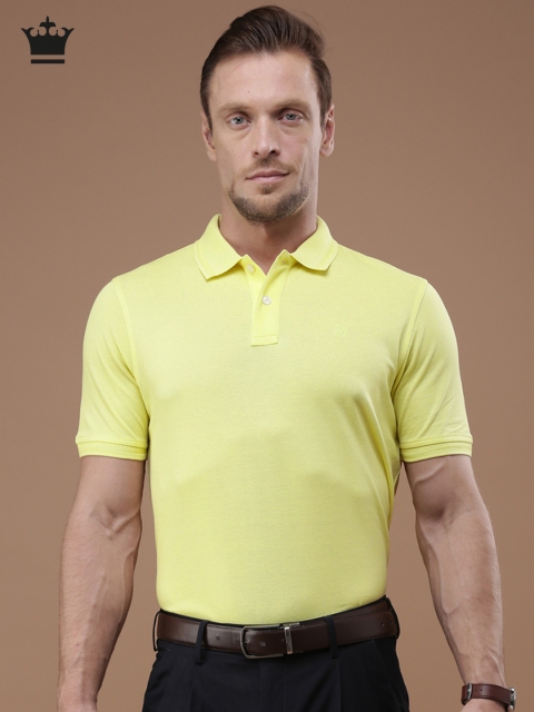 

Louis Philippe Men Yellow Solid Polo Collar T-shirt