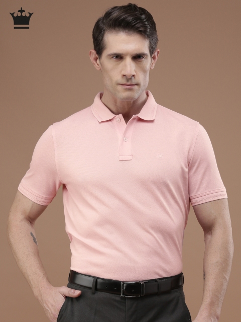 

Louis Philippe Men Pink Solid Polo Collar T-shirt