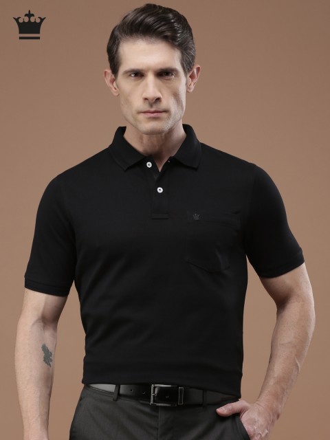 

Louis Philippe Men Black Solid Polo Collar T-shirt