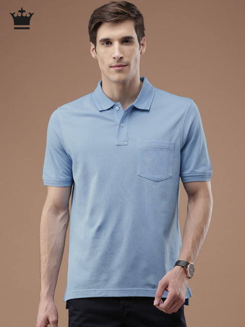

Louis Philippe Men Blue Solid Polo Collar T-shirt