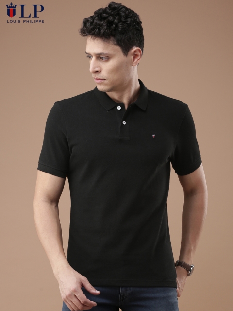 

Louis Philippe Sport Men Black Solid Polo Collar T-shirt