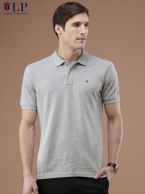 

Louis Philippe Sport Men Grey Solid Polo Collar T-shirt