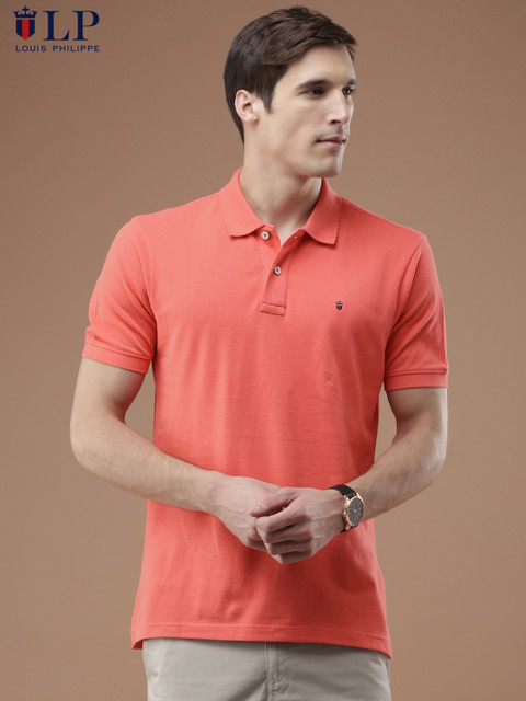 

Louis Philippe Sport Men Pink Solid Polo Collar T-shirt