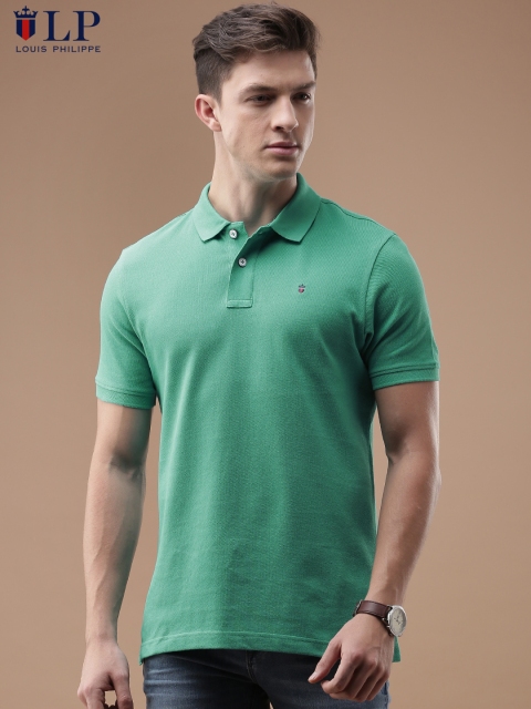 

Louis Philippe Sport Men Green Solid Polo Collar T-shirt