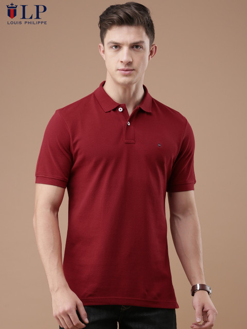 

Louis Philippe Sport Men Red Solid Polo Collar T-shirt