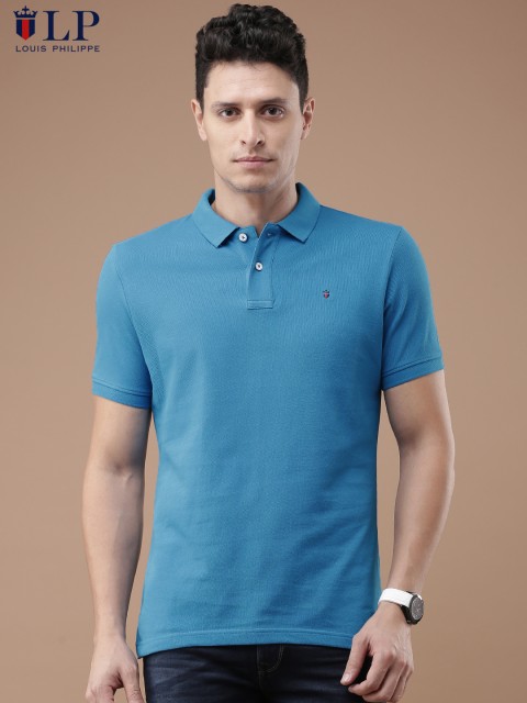 

Louis Philippe Sport Men Blue Solid Polo Collar T-shirt