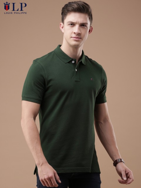 

Louis Philippe Sport Men Green Solid Polo Collar T-shirt