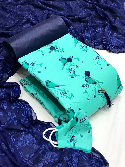 

MORLY Sea Green & Blue Printed Unstitched Dress Material