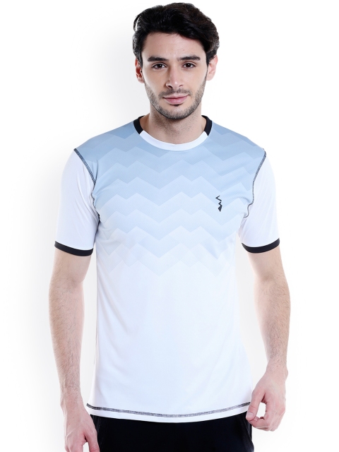 

Campus Sutra Men White & Blue Ombre-Dyed Round Neck T-shirt