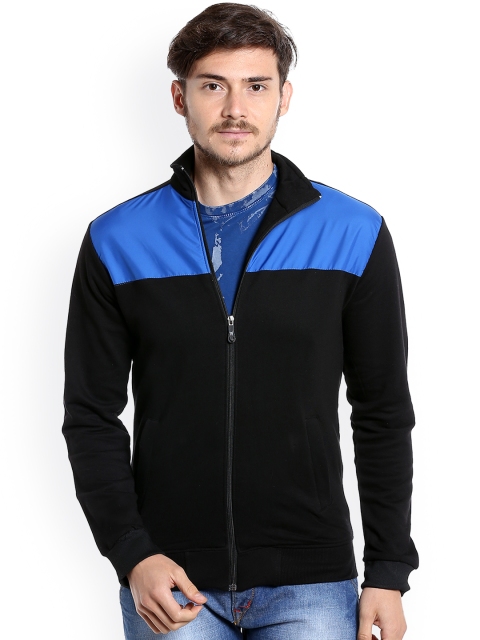 

Campus Sutra Men Black & Blue Colourblocked Jacket