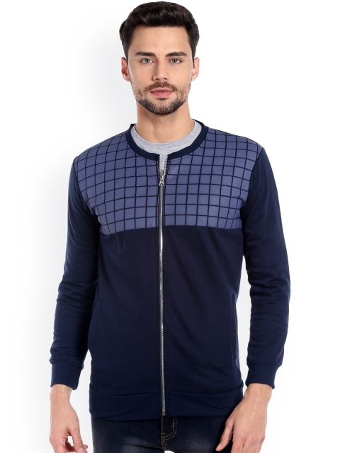 

Campus Sutra Men Blue Printed Bomber Jacket