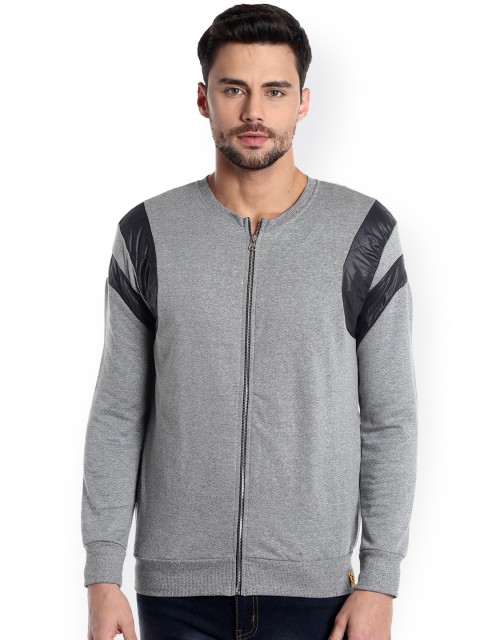 

Campus Sutra Men Grey Solid Bomber Jacket