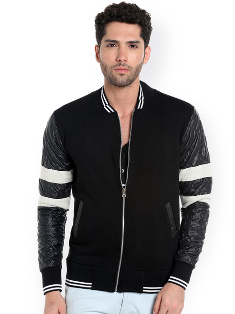 

Campus Sutra Men Black Solid Bomber Jacket