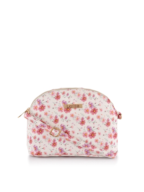 

LaFille Women Floral Printed structured Sling Bag, White