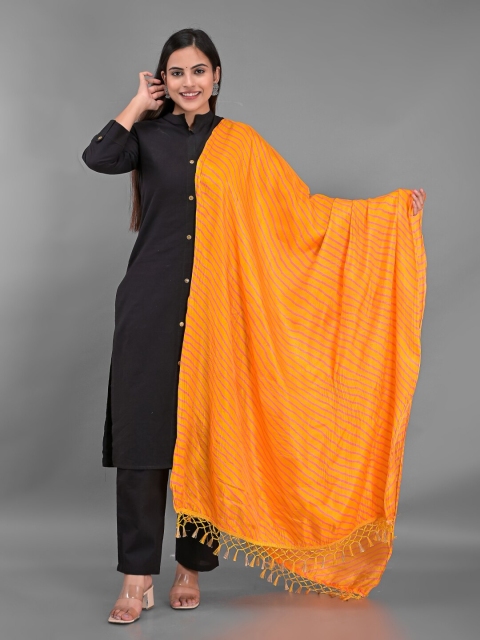 

Apratim Yellow & Orange Printed Leheriya Dupatta