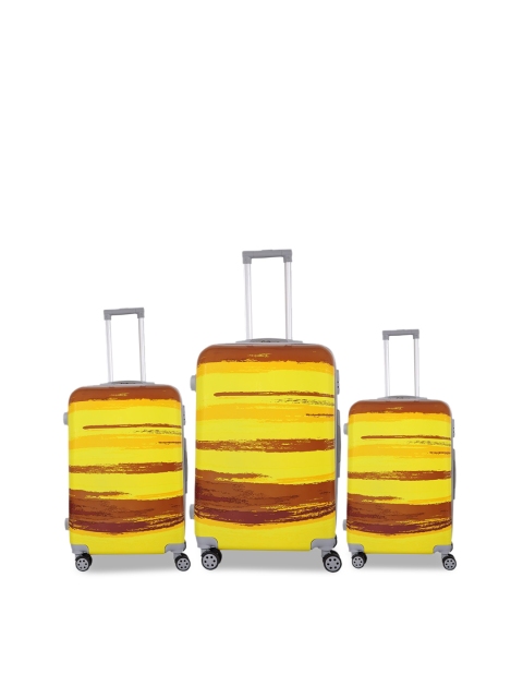 

Polo Class Set Of 3 Yellow Printed Hard-Sided Trolley Suitcases