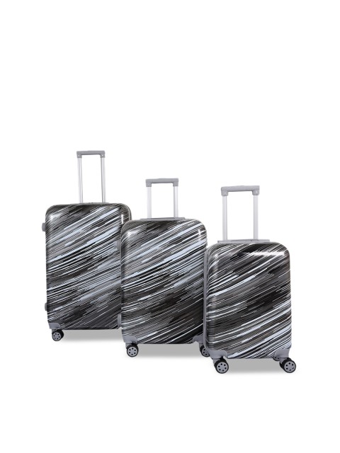 

Polo Class Set Of 3 Printed Hard Case Luggage Trolley Bag, Black