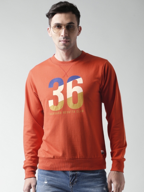 

Harvard Men Orange Printed Sweatshirt