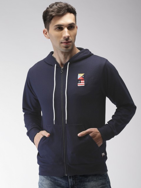 

Harvard Men Navy Blue Solid Hooded Sweatshirt