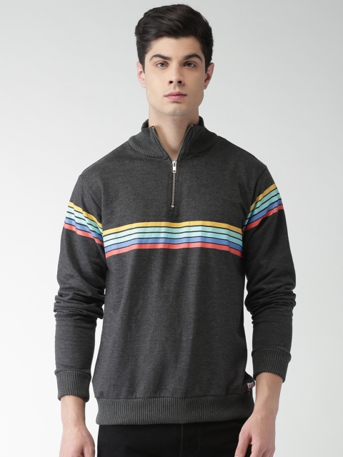 

Harvard Men Charcoal Grey Striped Sweatshirt