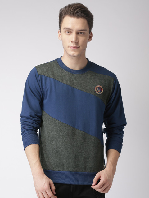 

Harvard Men Blue & Charcoal Grey Colourblocked Sweatshirt