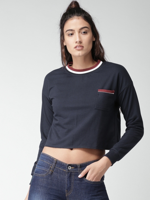 

Harvard Women Navy Blue Solid Crop Sweatshirt