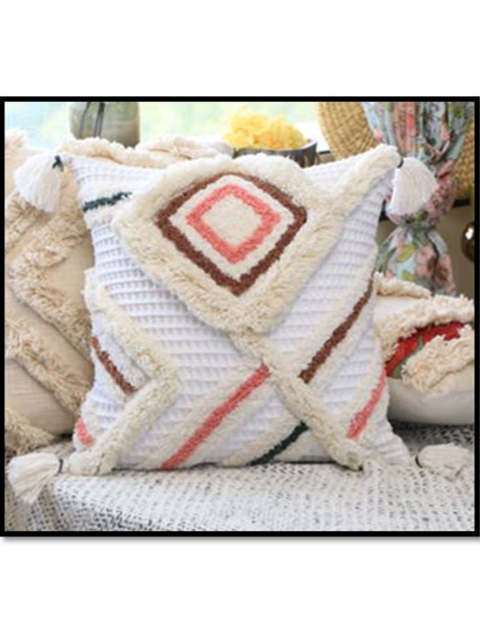

HERE&NOW White & Pink Embroidered Square Cushion Covers