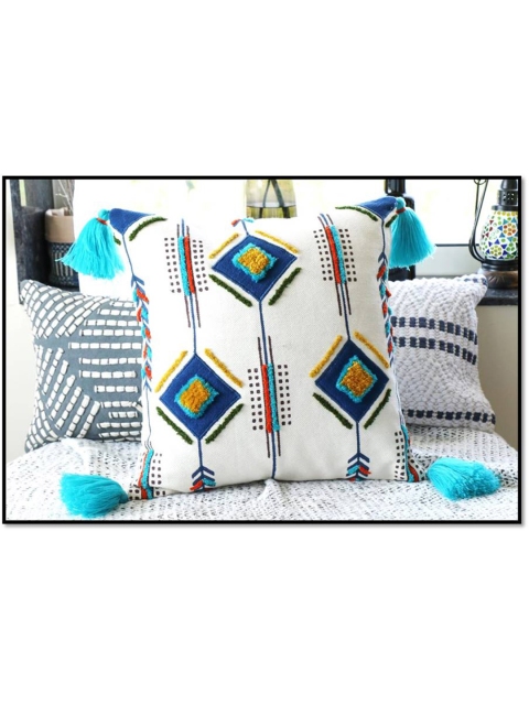 

HERE&NOW Embroidered Square Cushion Covers, White
