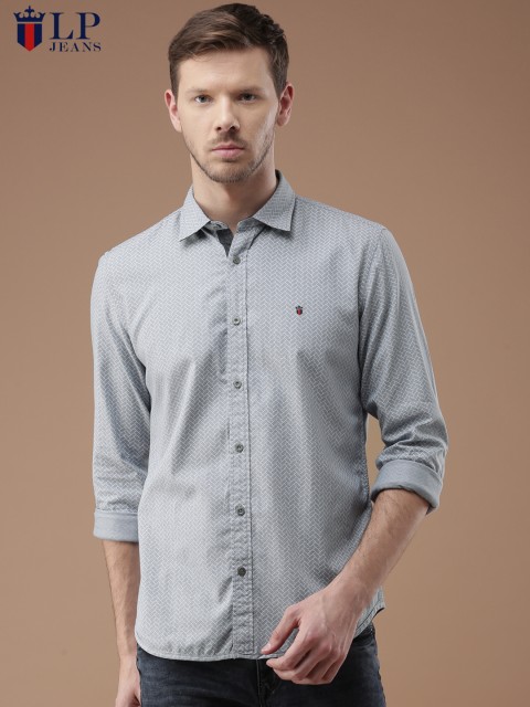 

Louis Philippe Jeans Men Grey Slim Fit Printed Casual Shirt