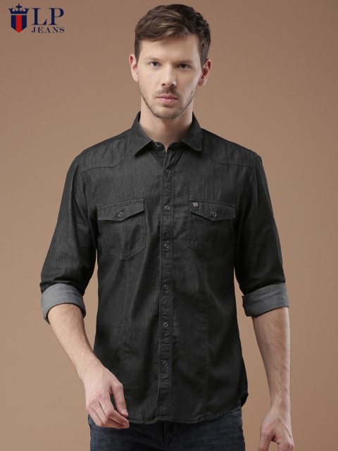 

Louis Philippe Jeans Men Charcoal Grey Slim Fit Solid Casual Shirt