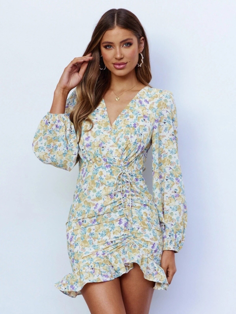 

BoStreet White Floral Printed Mini Dress