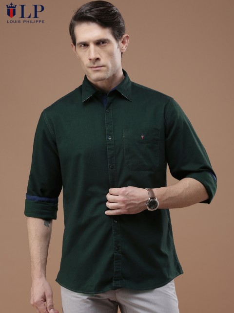 

Louis Philippe Sport Men Green Jermyn Tailored Fit Solid Casual Shirt