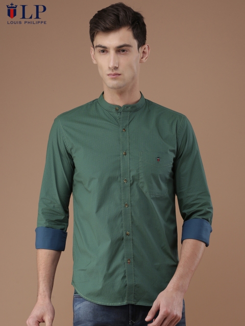

Louis Philippe Sport Men Green & Blue Union Slim Fit Printed Casual Shirt