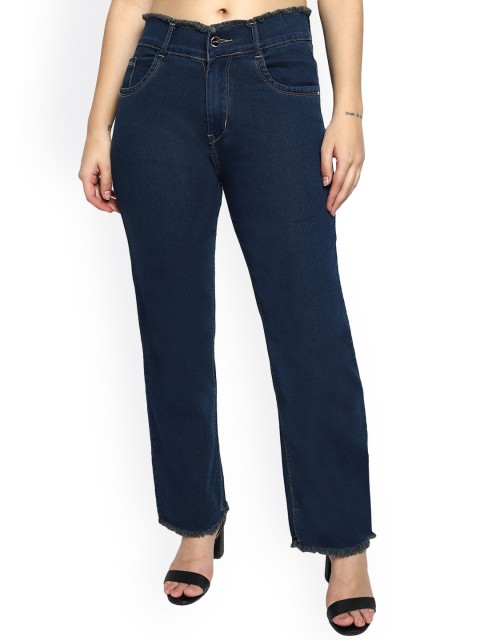 

LIVE OK Women Boyfriend Fit High-Rise Low Distress Stretchable Jeans, Blue