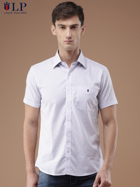 

Louis Philippe Sport Men White & Purple Jermyn Tailored Fit Printed Casual Shirt