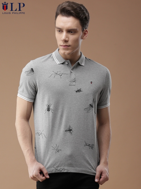 

Louis Philippe Sport Men Grey Printed Polo Collar T-shirt