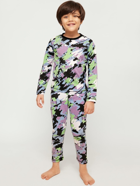 

frangipani Boys White & Black Pure Cotton Printed Nightsuit