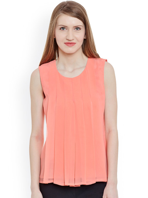 

Marc Loire Women Peach-Coloured Solid Top