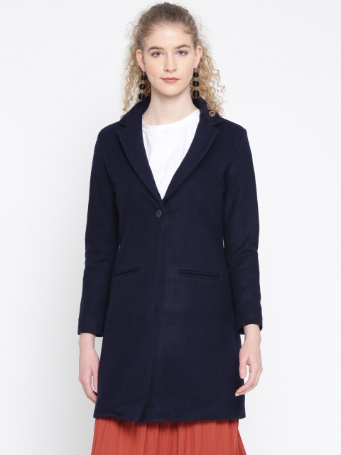 

Mast & Harbour Navy Solid Longline Coat, Navy blue