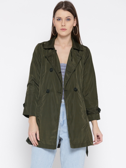 

Mast & Harbour Women Olive Green Solid Longline Tailored Jacket