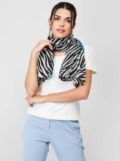 

Ginger by Lifestyle Women White And Black Animal Printed Stole