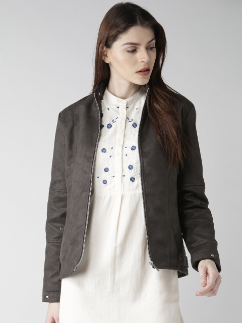 

Mast & Harbour Women Charcoal Grey Solid Tailored Jacket