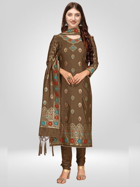 

Nivah Fashion Brown & Red Unstitched Dress Material