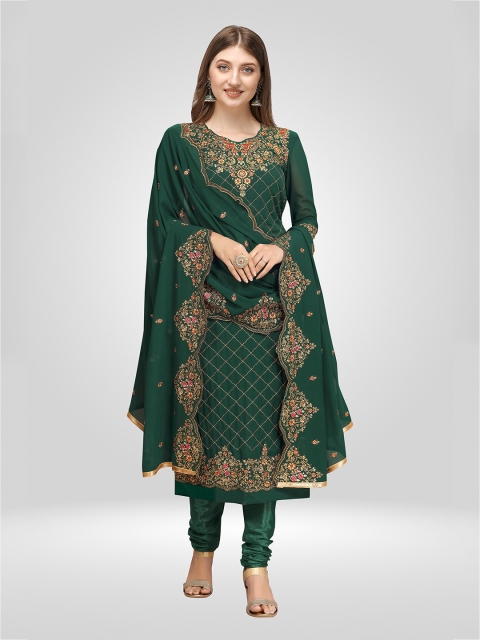 

Nivah Fashion Green & Gold-Toned Embroidered Unstitched Dress Material