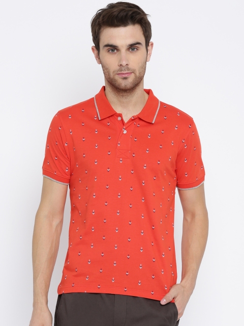 

Harvard Men Orange Printed Polo Collar T-shirt