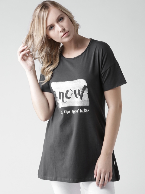 

Mast & Harbour Women Grey Printed Round Neck T-shirt