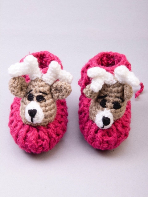 

The Original Knit Infants Magenta & White Textured Booties