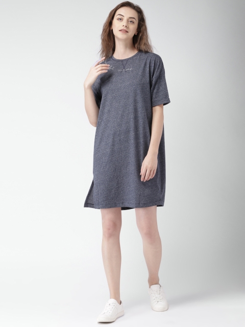 

Mast & Harbour Women Navy Melange Solid T-shirt Dress, Navy blue