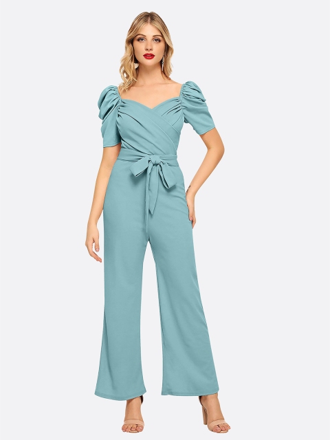 

FAVRIZ Women Turquoise Blue Basic Jumpsuit